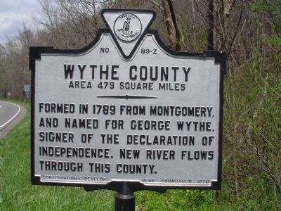 Wythe County Marker. Click for more information. Wythe County Marker image. Click for more information.