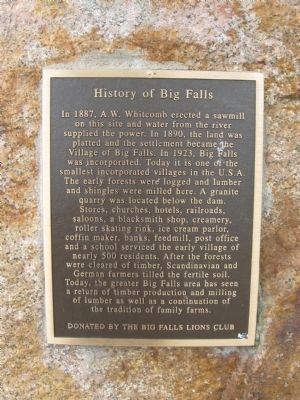 History of Big Falls Marker image. Click for full size.