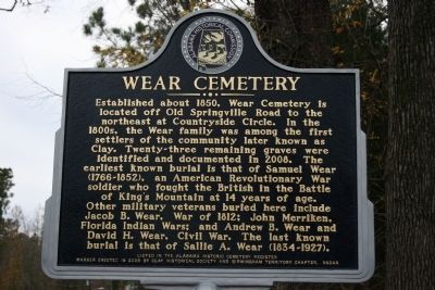 Wear Cemetery Marker image. Click for full size.