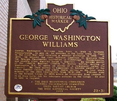 George Washington Williams Marker. Click for full size. George Washington Williams Marker image. Click for full size.