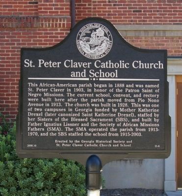 St. Peter Claver Catholic Church and School Marker image. Click for full size.