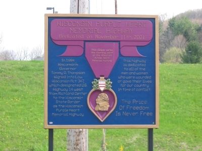 Wisconsin Purple Heart Memorial Highway Marker image. Click for full size.