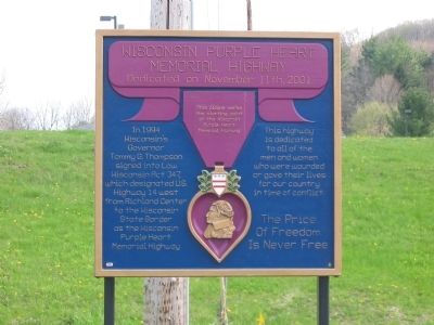 Wisconsin Purple Heart Memorial Highway Marker. Click for full size. Wisconsin Purple Heart Memorial Highway Marker image. Click for full size.