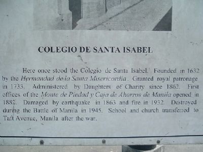 Colegio de Santa Isabel Marker. Click for full size. Colegio de Santa Isabel Marker image. Click for full size.