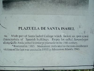 Plazuela de Santa Isabel Marker. Click for full size. Plazuela de Santa Isabel Marker image. Click for full size.