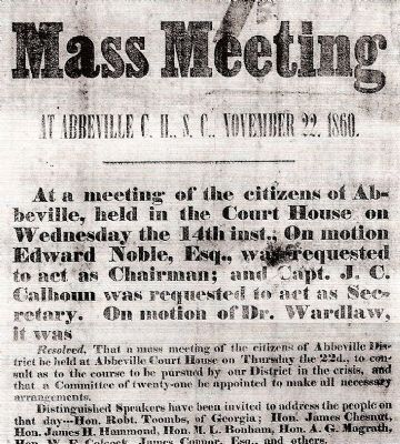 Secession Hill Mass Meeting Notice image. Click for full size.