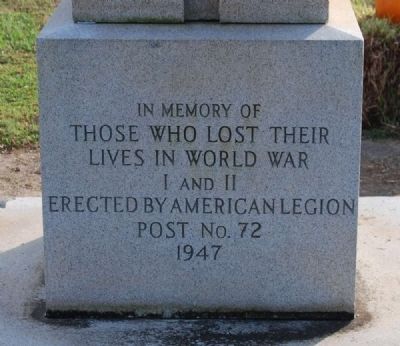 Calhoun Falls World War I and II Veterans Monument -<br>North Inscription image. Click for full size.
