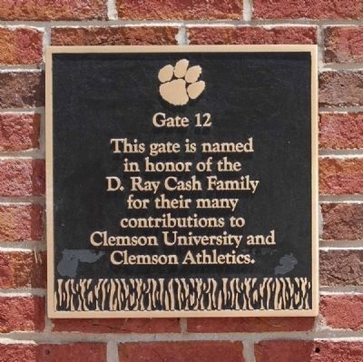 The D. Ray Cash Family Gate -<br>Memorial Stadium Gate 12. Click for full size. The D. Ray Cash Family Gate -<br>Memorial Stadium Gate 12 image. Click for full size.