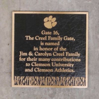 The Creel Family Gate -<br>Memorial Stadium Gate 16 image. Click for full size.