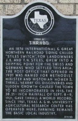 Town of Thrall Marker image. Click for full size.