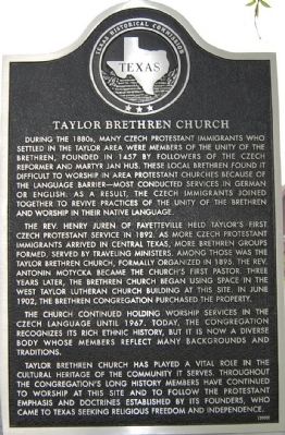 Taylor Brethren Church Marker image. Click for full size.