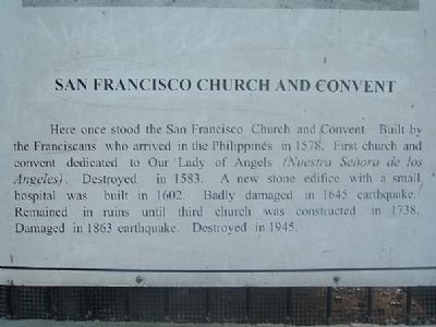 San Francisco Church and Convent Marker. Click for full size. San Francisco Church and Convent Marker image. Click for full size.