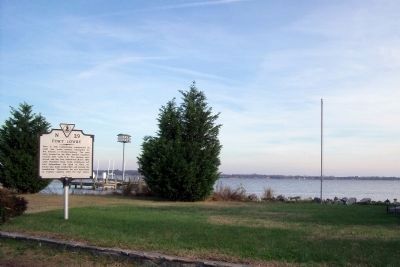 Fort Lowry marker on Rappahannock River image. Click for full size.