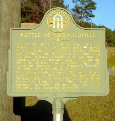 Battle of Griswoldville Marker. Click for full size. Battle of Griswoldville Marker image. Click for full size.
