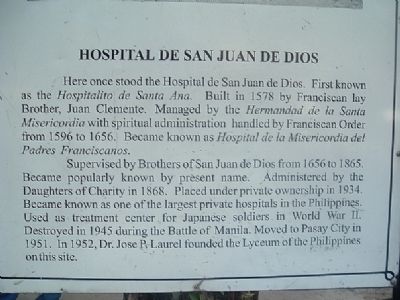 Hospital de San Juan de Dios Marker image. Click for full size.
