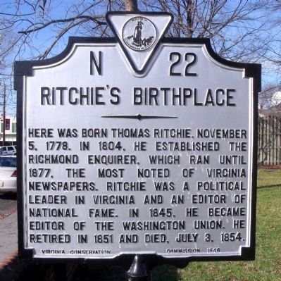 Ritchie's Birthplace Marker image. Click for full size.