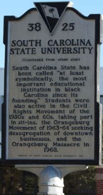 South Carolina State University Marker, reverse side image. Click for full size.