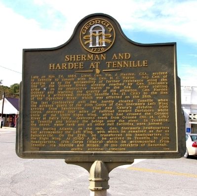 Sherman and Hardee at Tennille Marker image. Click for full size.