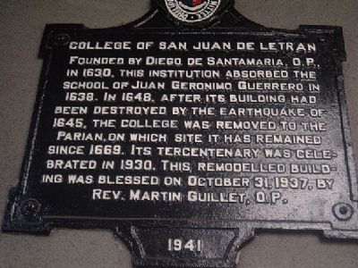 College of San Juan de Letran Marker image. Click for full size.