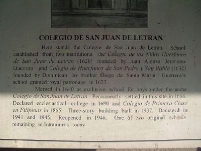 College of San Juan de Letran Marker image. Click for full size.
