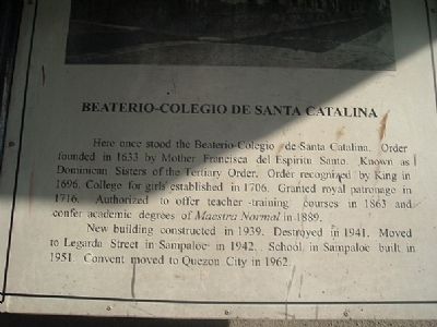 Beaterio-Colegio de Santa Catalina Marker. Click for full size. Beaterio-Colegio de Santa Catalina Marker image. Click for full size.