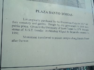 Plaza Santo Tomas Marker. Click for full size. Plaza Santo Tomas Marker image. Click for full size.