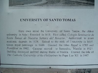 University of Santo Tomas Marker image. Click for full size.