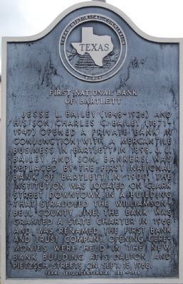 First National Bank of Bartlett Marker image. Click for full size.