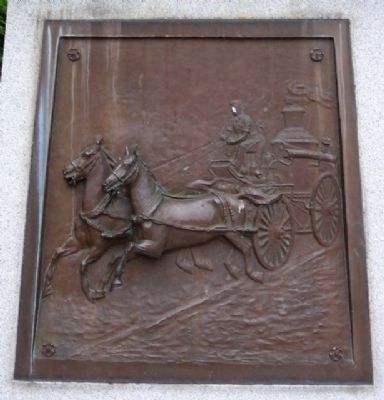 Steam Engine Relief on Volunteer Firemen Memorial image. Click for full size.