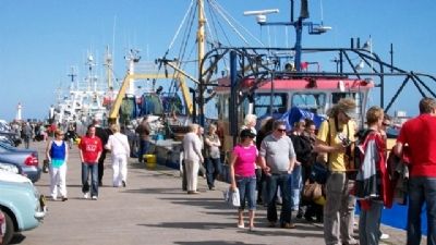 Howth Harbor during Market Day image. Click for full size.