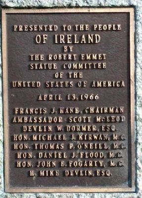 Robert Emmet Statue Presentation Marker image. Click for full size.