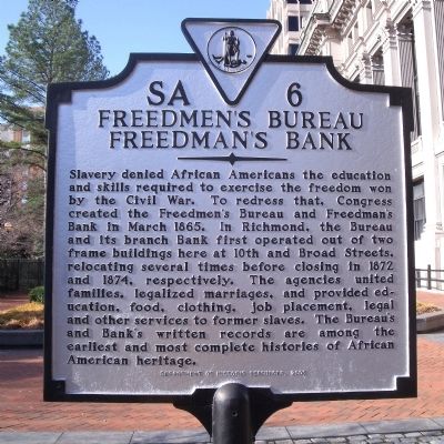 Freedmen's Bureau Freedman's Bank Marker image. Click for full size.
