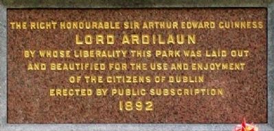 Lord Ardilaun Dedication on Memorial image. Click for full size.