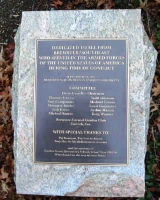Brewster Veterans Memorial Marker. Click for full size. Brewster Veterans Memorial Marker image. Click for full size.