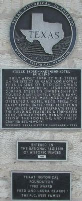 Steele Store - Makemson Hotel Building Marker. Click for full size. Steele Store - Makemson Hotel Building Marker image. Click for full size.