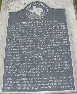 Southwestern University Marker image. Click for full size.