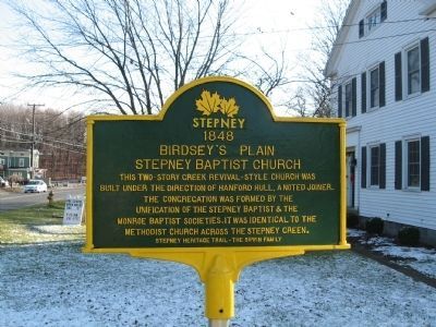 Birdsey’s Plain Stepney Baptist Church Marker image. Click for full size.