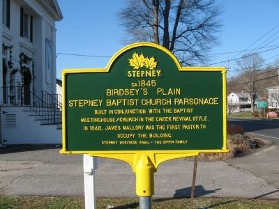 Birdsey’s Plain Stepney Baptist Church Parsonage Marker image. Click for full size.