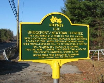 Bridgeport / Newtown Turnpike Marker. Click for full size. Bridgeport / Newtown Turnpike Marker image. Click for full size.