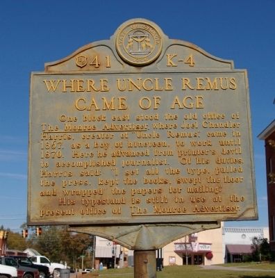 Where Uncle Remus Came of Age Marker image. Click for full size.