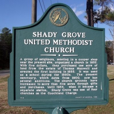 Shady Grove United Methodist Church Marker. Click for full size. Shady Grove United Methodist Church Marker image. Click for full size.