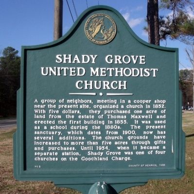 Shady Grove United Methodist Church Marker image. Click for full size.