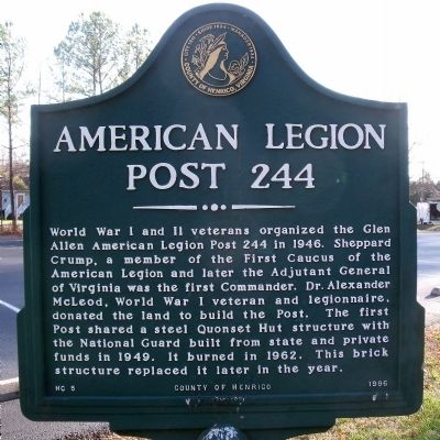 American Legion Post 244 Marker image. Click for full size.