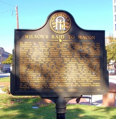 Wilson's Raid To Macon Marker. Click for full size. Wilson's Raid To Macon Marker image. Click for full size.