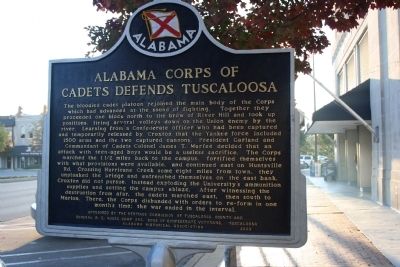 Alabama Corps Of Cadets Defends Tuscaloosa Marker Reverse image. Click for full size.