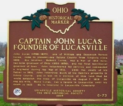 Captain John Lucas Founder of Lucasville Marker (Side B) image. Click for full size.