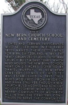 Site of New Bern Church, School, and Cemetery Marker image. Click for full size.