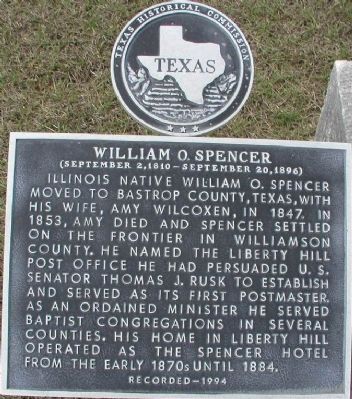 William O. Spencer Marker. Click for full size. William O. Spencer Marker image. Click for full size.