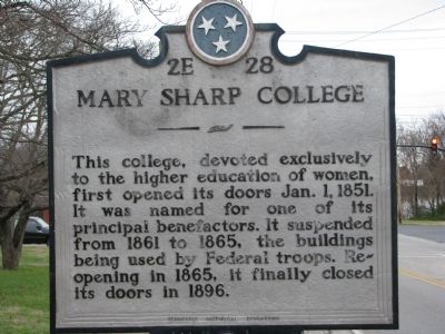 Mary Sharp College Marker image. Click for full size.