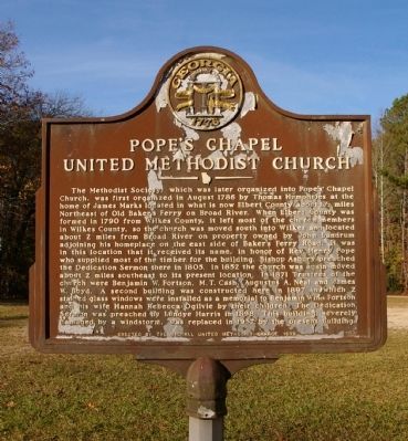 Popes Chapel United Methodist Church Marker image. Click for full size.